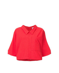 Chemise boutonnée à manches courtes rouge Thom Browne