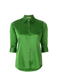 Chemise boutonnée à manches courtes verte