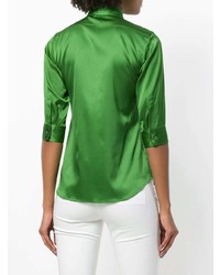 Chemise boutonnée à manches courtes verte Blanca