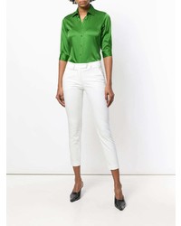 Chemise boutonnée à manches courtes verte Blanca