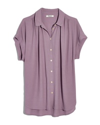 Chemise boutonnée à manches courtes violette