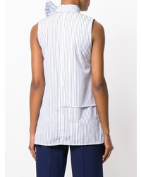 Chemise boutonnée sans manches à rayures verticales blanche Victoria Victoria Beckham