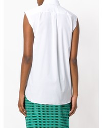Chemise boutonnée sans manches à rayures verticales blanche Maison Margiela