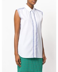 Chemise boutonnée sans manches à rayures verticales blanche Maison Margiela