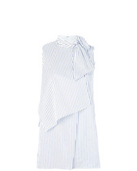 Chemise boutonnée sans manches à rayures verticales blanche Victoria Victoria Beckham