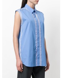 Chemise boutonnée sans manches à rayures verticales bleu clair Maison Margiela