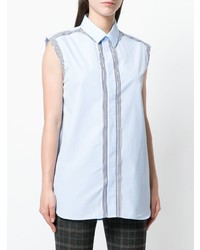 Chemise boutonnée sans manches à rayures verticales bleu clair Maison Margiela