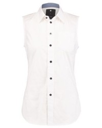 Chemise boutonnée sans manches blanche