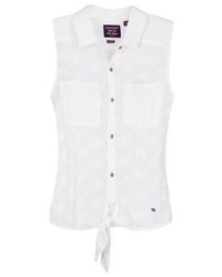Chemise boutonnée sans manches blanche Superdry