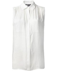 Chemise boutonnée sans manches blanche Vince