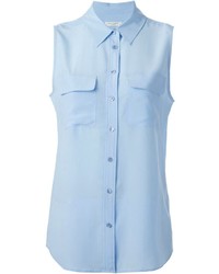 Chemise boutonnée sans manches bleu clair Equipment