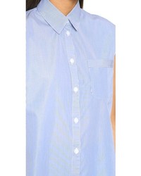 Chemise boutonnée sans manches bleu clair