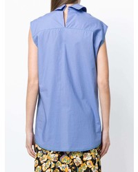Chemise boutonnée sans manches bleu clair Marni
