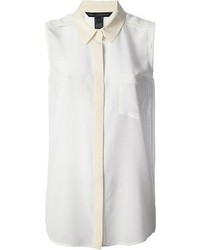 Chemise boutonnée sans manches en soie blanche Marc by Marc Jacobs