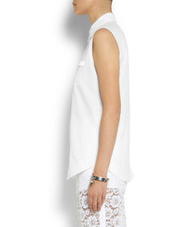 Chemise boutonnée sans manches en soie blanche Givenchy