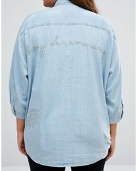 Chemise brodée bleu clair Asos