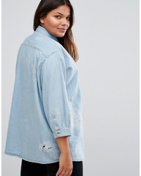 Chemise brodée bleu clair Asos