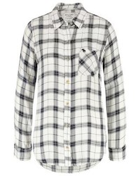 Chemise de ville à carreaux blanche Abercrombie & Fitch