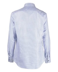 Chemise de ville à carreaux bleu clair Corneliani