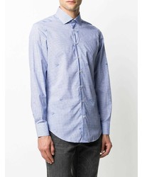 Chemise de ville à carreaux bleu clair Etro