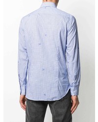 Chemise de ville à carreaux bleu clair Etro