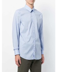 Chemise de ville à carreaux bleu clair Bagutta