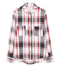 Chemise de ville à carreaux bordeaux Mango