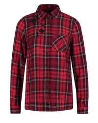 Chemise de ville à carreaux bordeaux New Look