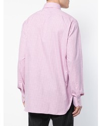 Chemise de ville à carreaux rose Kiton