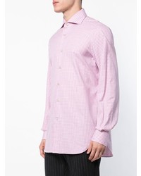 Chemise de ville à carreaux rose Kiton