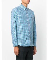 Chemise de ville à carreaux turquoise Etro
