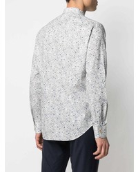 Chemise de ville à fleurs blanc et bleu Paul Smith