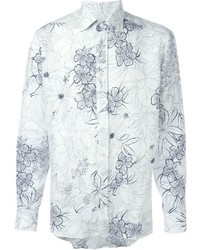 Chemise de ville à fleurs blanche Etro