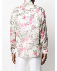 Chemise de ville à fleurs blanche Tom Ford