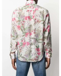 Chemise de ville à fleurs blanche Tom Ford