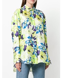 Chemise de ville à fleurs chartreuse MSGM