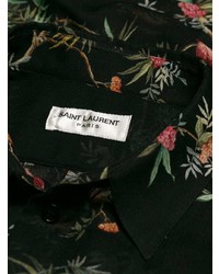 Chemise de ville à fleurs noire Saint Laurent