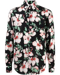Chemise de ville à fleurs noire Tom Ford