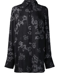 Chemise de ville à fleurs noire Vera Wang