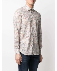 Chemise de ville à fleurs rose Xacus