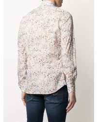 Chemise de ville à fleurs rose Xacus