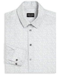 Chemise de ville à motif zigzag blanche