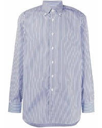 Chemise de ville à rayures verticales blanc et bleu marine Brioni
