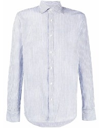Chemise de ville à rayures verticales blanc et bleu marine Deperlu