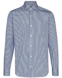 Chemise de ville à rayures verticales blanc et bleu marine Eleventy