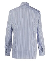 Chemise de ville à rayures verticales blanc et bleu marine Barba