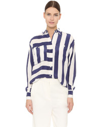 Chemise de ville à rayures verticales blanc et bleu marine Tome