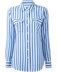 Chemise de ville à rayures verticales blanc et bleu