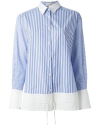 Chemise de ville à rayures verticales blanc et bleu Aquilano Rimondi