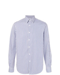 Chemise de ville à rayures verticales blanc et bleu Aspesi